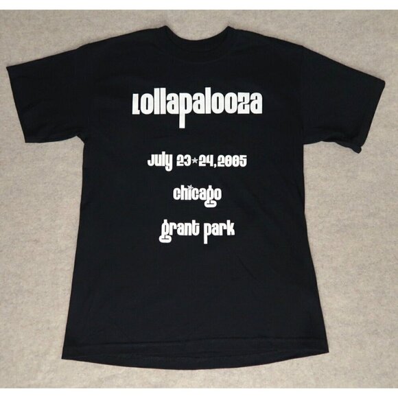 Vintage Lollapalooza 2005 Tee Gildan Black Tee Concert Cotton EUC Men's Medium - Picture 1 of 8